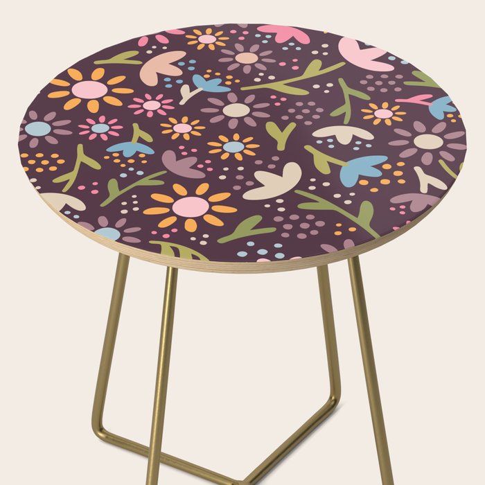Ditsy Daisy Floral on Burgundy Side Table Gallery Image 2