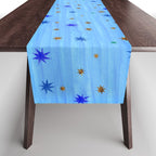 Celestial Star Twinkle in Blue Watercolor Table Runner Gallery Image 1