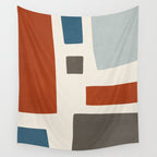 Abstract Shapes Burnt Orange Gray Blue Wall Tapestry Gallery Image 4