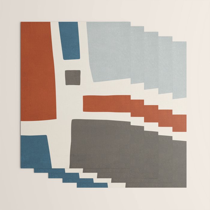 Abstract Shapes Burnt Orange Gray Blue Wrapping Paper Gallery Image 3