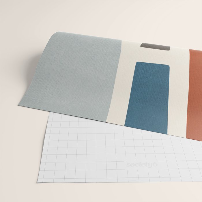 Abstract Shapes Burnt Orange Gray Blue Wrapping Paper Gallery Image 2