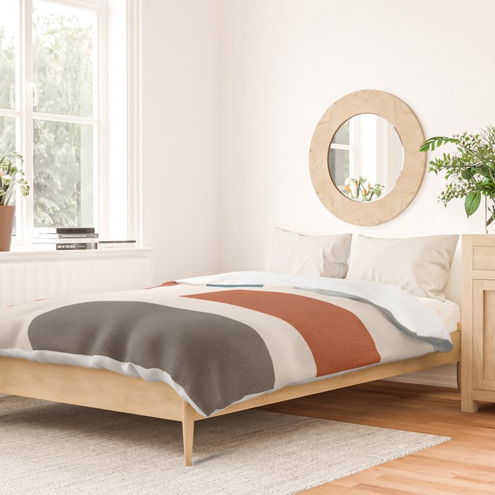 Abstract Shapes Burnt Orange Gray Blue Duvet Cover Gallery Image 2