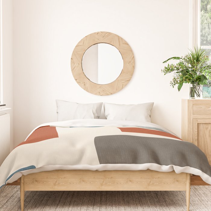 Abstract Shapes Burnt Orange Gray Blue Duvet Cover Gallery Image 3
