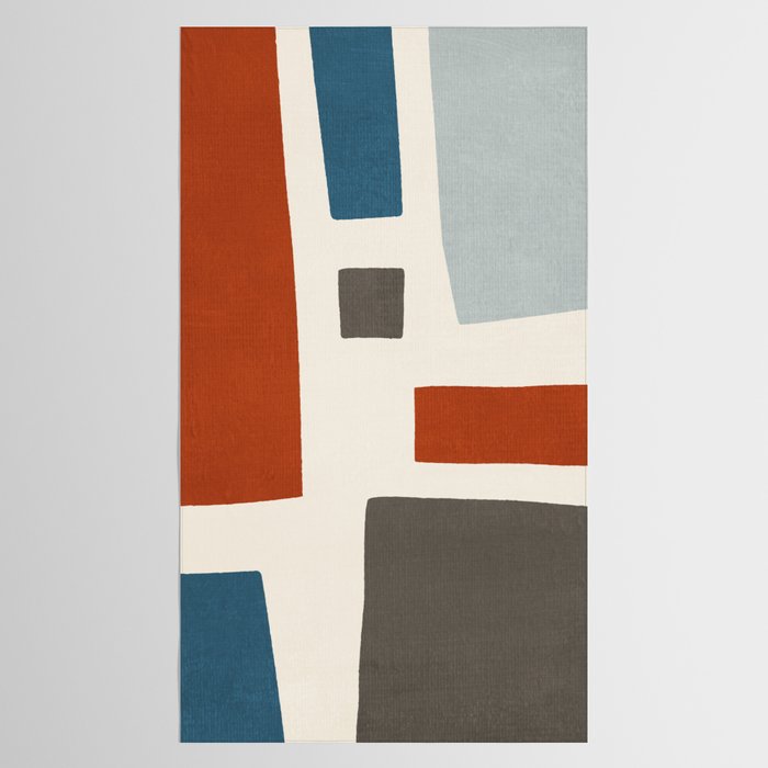 Abstract Shapes Burnt Orange Gray Blue Tablecloth Gallery Image 2