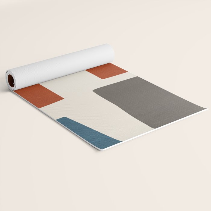 Abstract Shapes Burnt Orange Gray Blue Yoga Mat Gallery Image 2