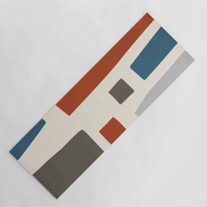 Abstract Shapes Burnt Orange Gray Blue Yoga Mat Gallery Image 1