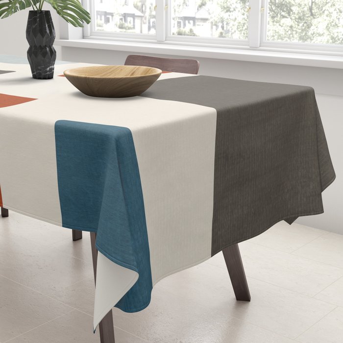Abstract Shapes Burnt Orange Gray Blue Tablecloth Gallery Image 3