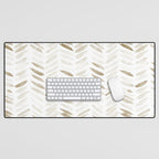 Boho herringbone in coffee shades - watercolor chevron  Desk Mat Gallery Image 1