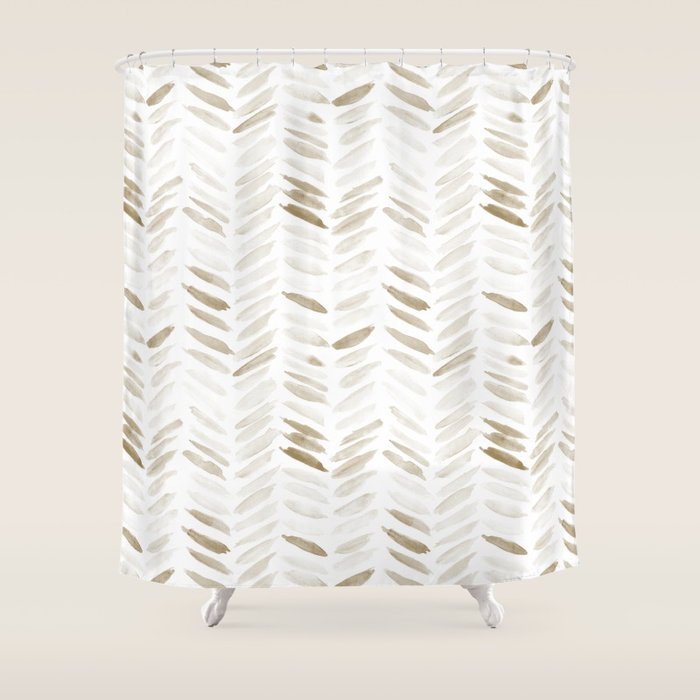 Boho herringbone in coffee shades - watercolor chevron  Shower Curtain Gallery Image 1