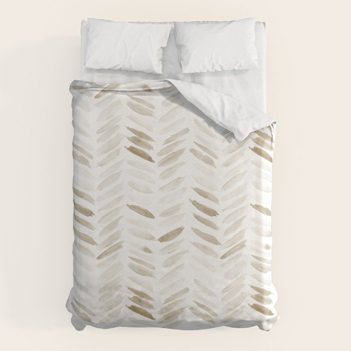 Boho herringbone in coffee shades - watercolor chevron  Duvet Cover Gallery Image 6