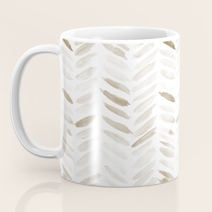 Boho herringbone in coffee shades - watercolor chevron  Coffee Mug Gallery Image 3