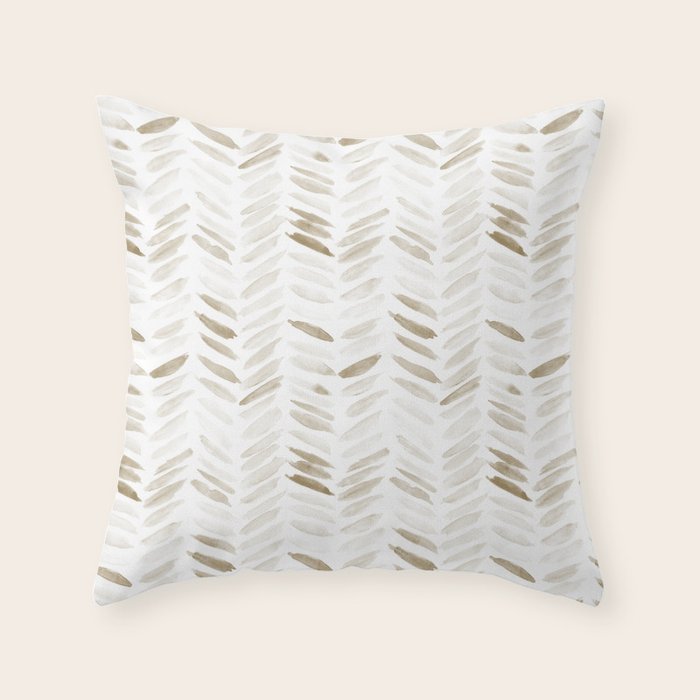 Boho herringbone in coffee shades - watercolor chevron  Throw Pillow Gallery Image 6