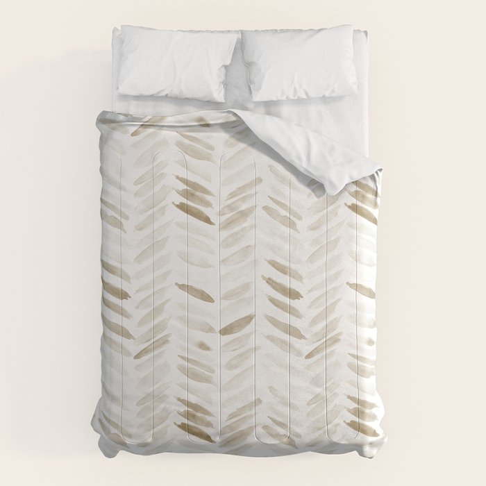 Boho herringbone in coffee shades - watercolor chevron  Comforter Gallery Image 1
