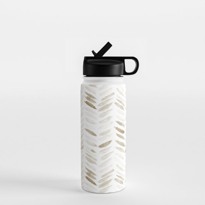 Boho herringbone in coffee shades - watercolor chevron  Water Bottle Gallery Image 1