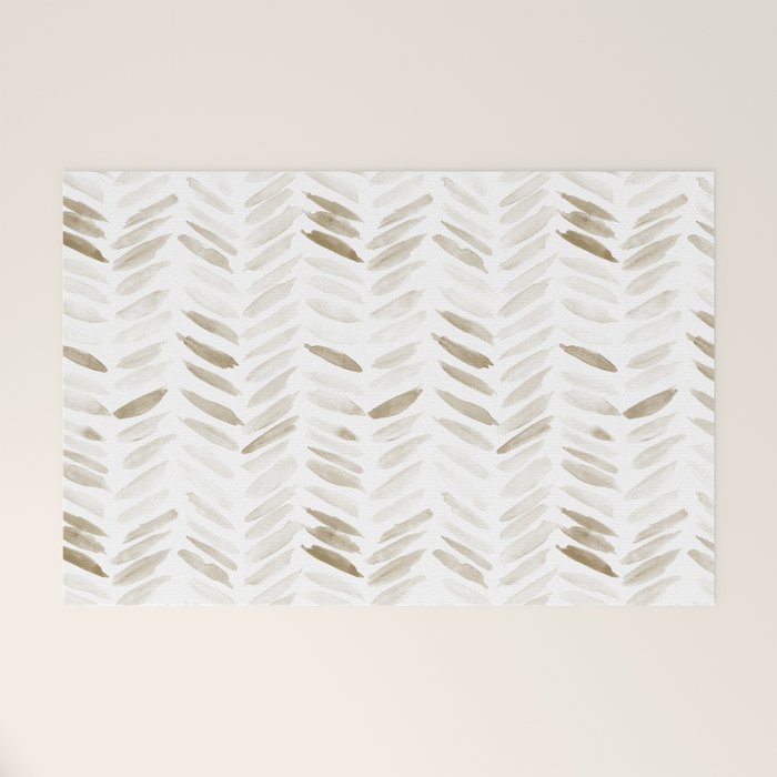 Boho herringbone in coffee shades - watercolor chevron  Welcome Mat Gallery Image 1