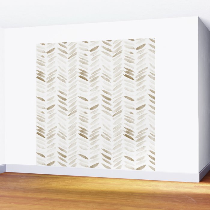 Boho herringbone in coffee shades - watercolor chevron  Wall Mural Gallery Image 2
