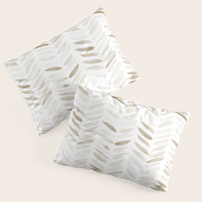 Boho herringbone in coffee shades - watercolor chevron  Pillow Sham Gallery Image 1