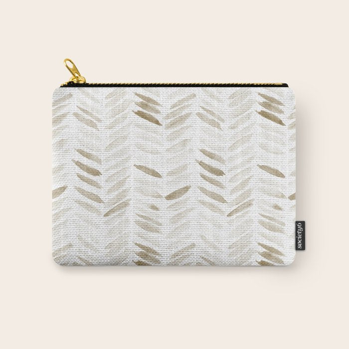 Boho herringbone in coffee shades - watercolor chevron  Carry All Pouch Gallery Image 1