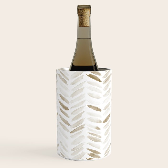 Boho herringbone in coffee shades - watercolor chevron  Wine Chiller Gallery Image 3