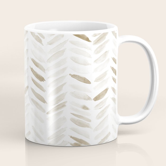 Boho herringbone in coffee shades - watercolor chevron  Coffee Mug Gallery Image 1