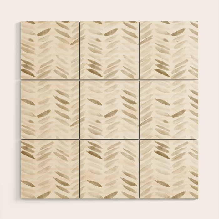 Boho herringbone in coffee shades - watercolor chevron  Wood Wall Art Gallery Image 1