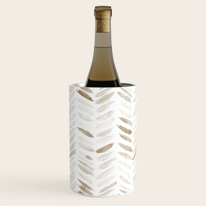 Boho herringbone in coffee shades - watercolor chevron  Wine Chiller Gallery Image 1