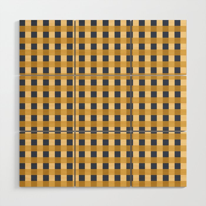 Checkered Multicolor Pattern XIV Yellow and Navy Blue Wood Wall Art Gallery Image 1