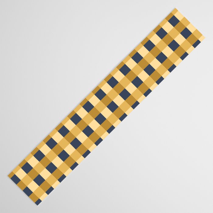 Checkered Multicolor Pattern XIV Yellow and Navy Blue Table Runner Gallery Image 3