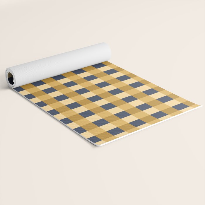 Checkered Multicolor Pattern XIV Yellow and Navy Blue Yoga Mat Gallery Image 2