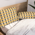 Checkered Multicolor Pattern XIV Yellow and Navy Blue Pillow Sham Gallery Image 2