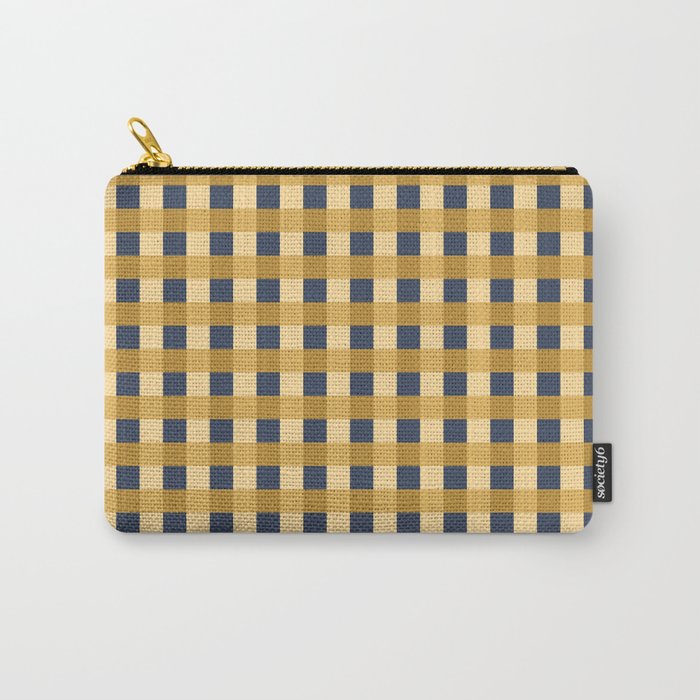 Checkered Multicolor Pattern XIV Yellow and Navy Blue Carry All Pouch Gallery Image 1