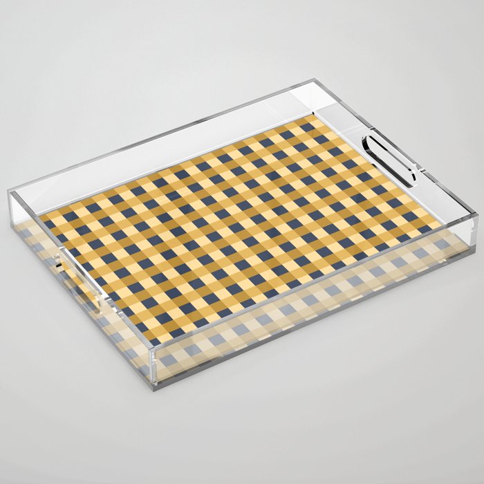 Checkered Multicolor Pattern XIV Yellow and Navy Blue Acrylic Tray Gallery Image 1