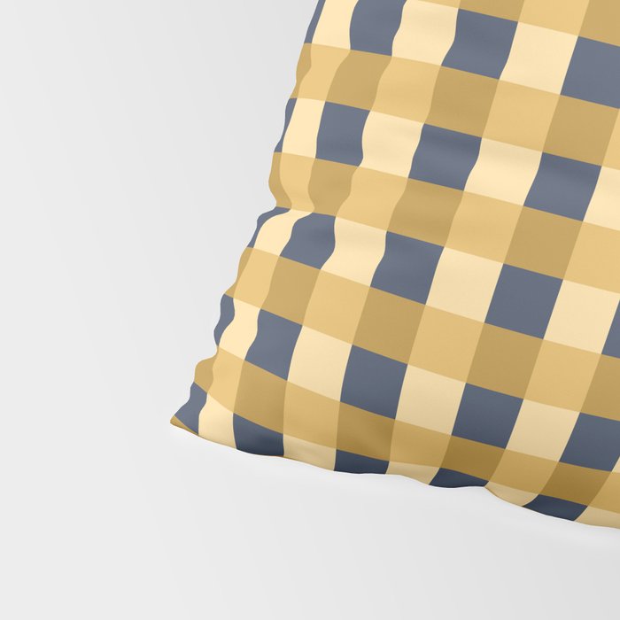 Checkered Multicolor Pattern XIV Yellow and Navy Blue Pillow Sham Gallery Image 4