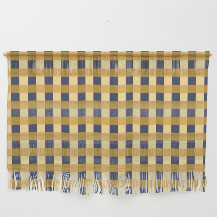 Checkered Multicolor Pattern XIV Yellow and Navy Blue Wall Hanging Gallery Image 1