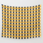 Checkered Multicolor Pattern XIV Yellow and Navy Blue Wall Tapestry Gallery Image 4