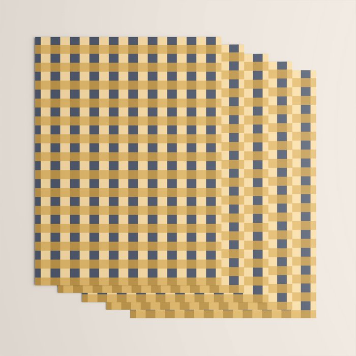 Checkered Multicolor Pattern XIV Yellow and Navy Blue Wrapping Paper Gallery Image 3
