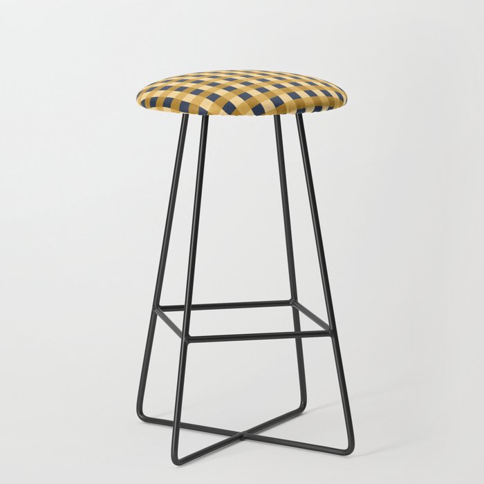 Checkered Multicolor Pattern XIV Yellow and Navy Blue Stool Gallery Image 1