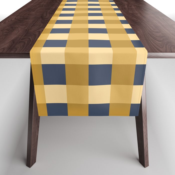Checkered Multicolor Pattern XIV Yellow and Navy Blue Table Runner Gallery Image 1