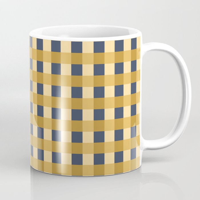 Checkered Multicolor Pattern XIV Yellow and Navy Blue Coffee Mug Gallery Image 1