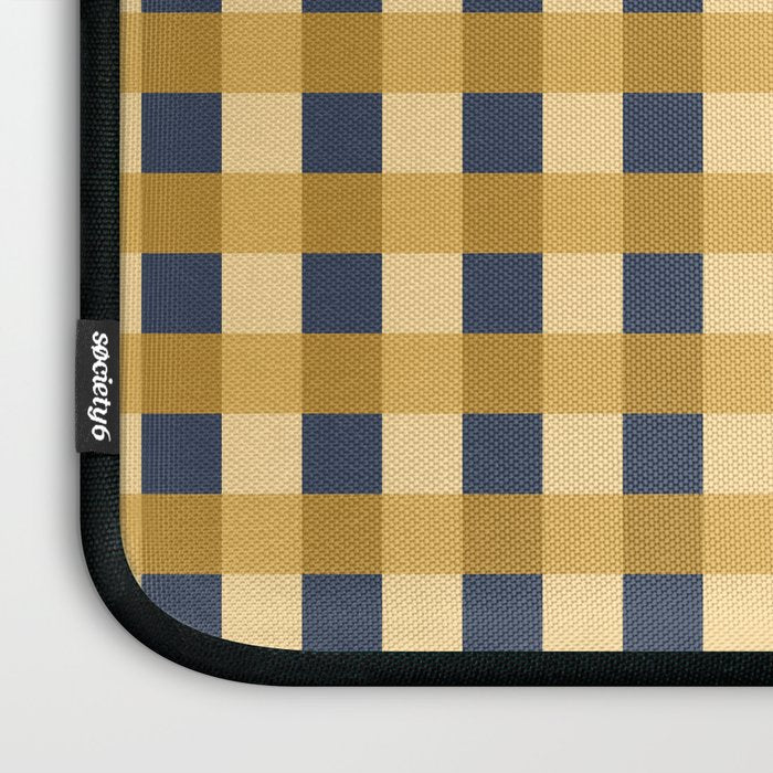 Checkered Multicolor Pattern XIV Yellow and Navy Blue Laptop Sleeve Gallery Image 3