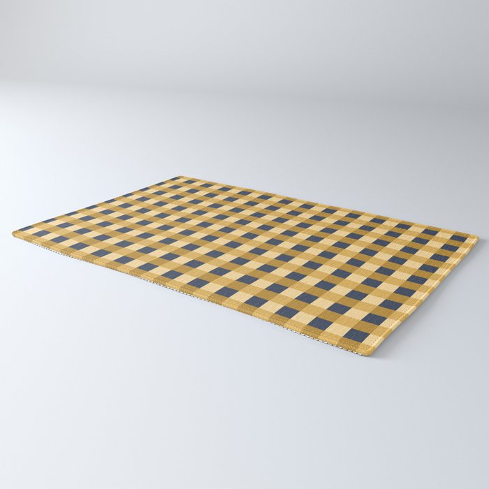 Checkered Multicolor Pattern XIV Yellow and Navy Blue Rug Gallery Image 3