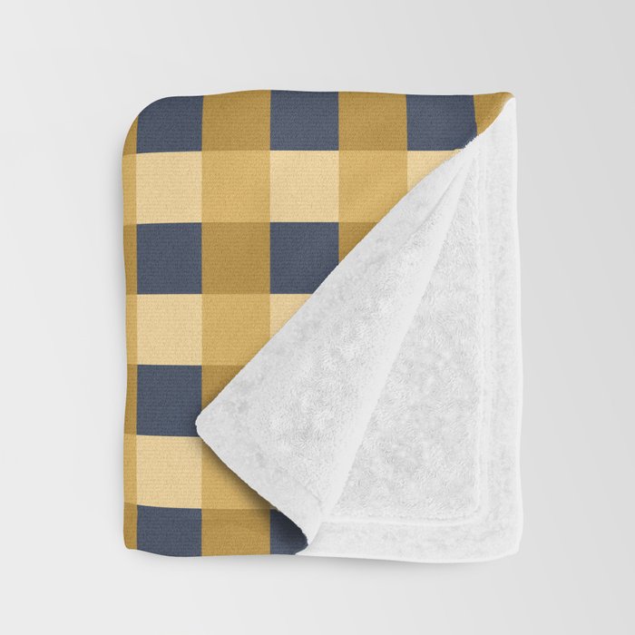 Checkered Multicolor Pattern XIV Yellow and Navy Blue Throw Blanket Gallery Image 3