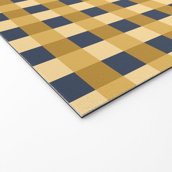 Checkered Multicolor Pattern XIV Yellow and Navy Blue Welcome Mat Gallery Image 2