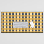 Checkered Multicolor Pattern XIV Yellow and Navy Blue Desk Mat Gallery Image 1