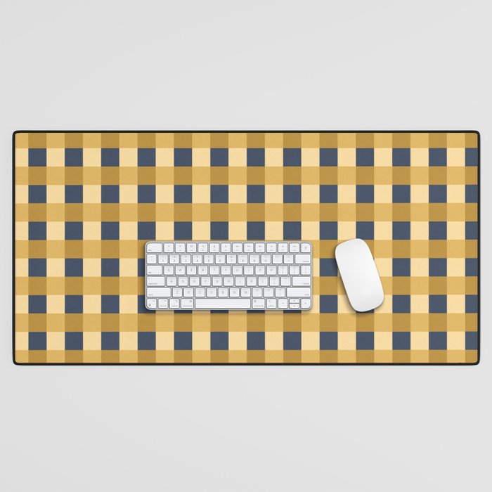 Checkered Multicolor Pattern XIV Yellow and Navy Blue Desk Mat Gallery Image 1