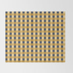 Checkered Multicolor Pattern XIV Yellow and Navy Blue Throw Blanket Gallery Image 2
