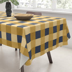 Checkered Multicolor Pattern XIV Yellow and Navy Blue Tablecloth Gallery Image 3