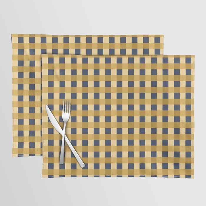 Checkered Multicolor Pattern XIV Yellow and Navy Blue Placemat Gallery Image 1