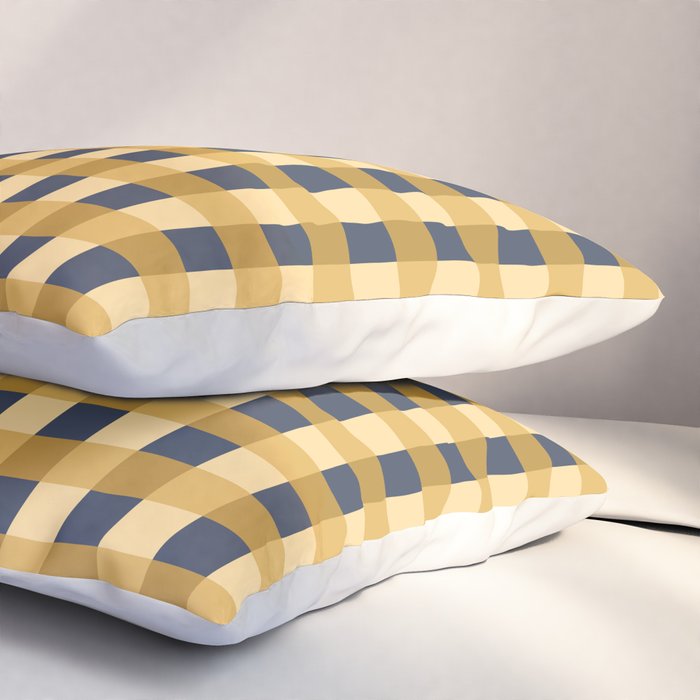 Checkered Multicolor Pattern XIV Yellow and Navy Blue Pillow Sham Gallery Image 3
