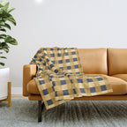 Checkered Multicolor Pattern XIV Yellow and Navy Blue Throw Blanket Gallery Image 1